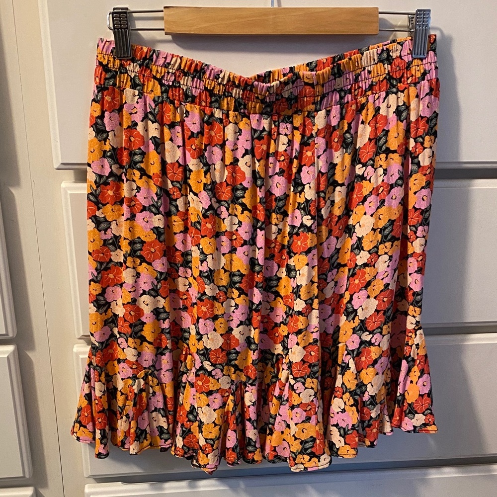 LOFT Floral Mini Skirt in Pink and Orange